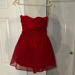 Sparkling Red Strapless Katrina mini dress